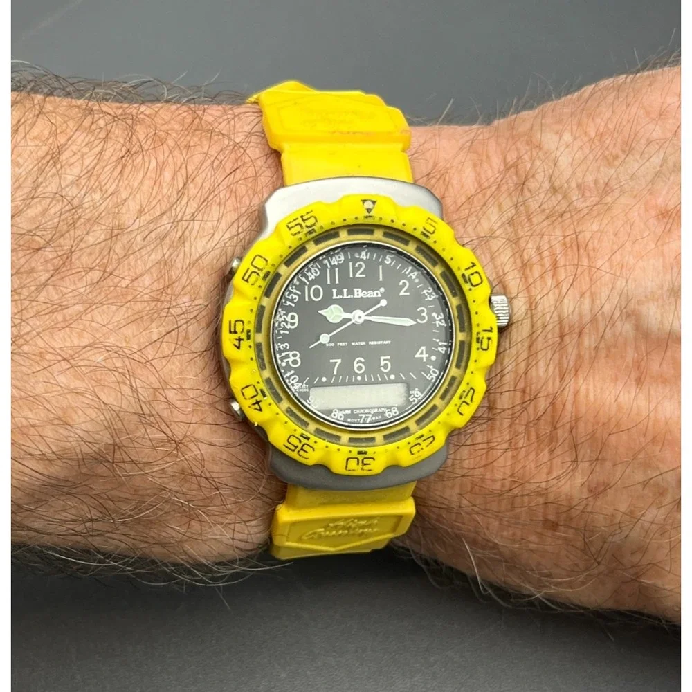 L.L. Bean Unisex High Country 85302-272 Yellow Ana-Digi Resin Sport Watch